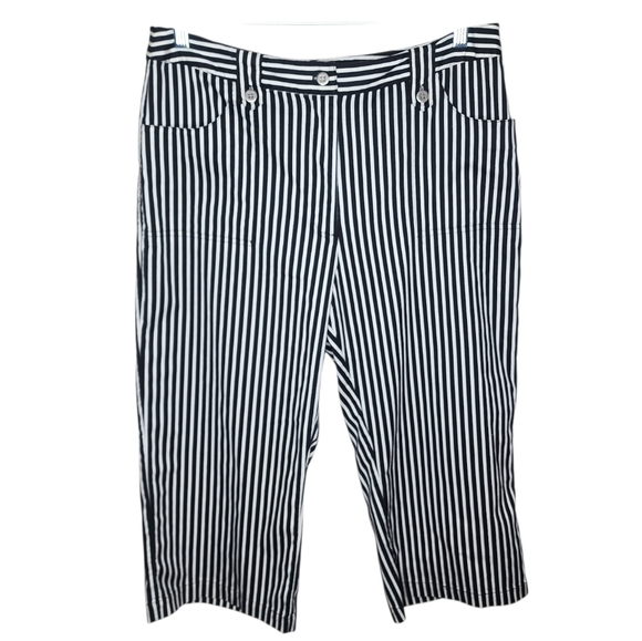 Chico's Pants - Chicos Women's Black & White Striped‎ Cropped Pants Stretch Size 2.5
